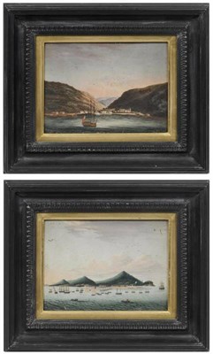 Lot 118 - Chinese School Views of Penang and St Helena Oil on copper, 15.5cm by 20.5cm, framed (a pair)...