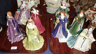 Lot 191 - Eight Royal Worcester china figures; The Fair Maiden, The Princess of Tara, The Daughter of...