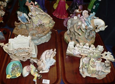 Lot 200 - Two trays of Continental bisque figures