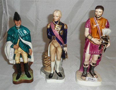 Lot 204 - Three Coalport china figures; The Duke of Wellington, Lord Nelson, and Anthony, height of each...