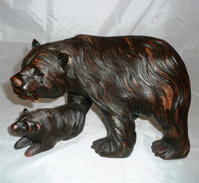 Lot 208 - Carved wooden bear group