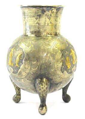Lot 121 - A Chinese Silver and Gilt Vessel, in Tang style, of globular form with flared cylindrical neck gilt