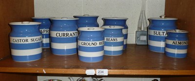 Lot 234 - Ten Greener & Co Cornishware storage jars and nine covers (a.f.)