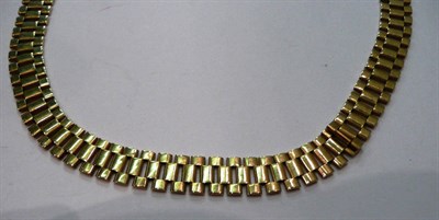 Lot 248 - A 9ct gold brick link necklace