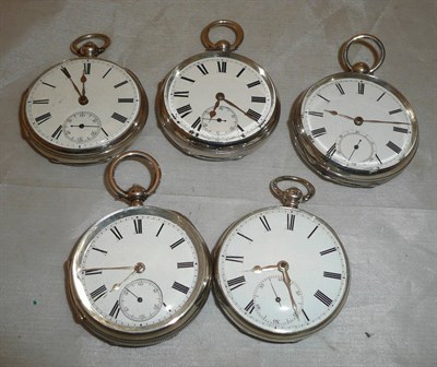 Lot 256 - Five silver open faced pocket watches