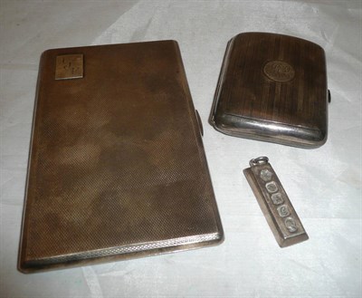 Lot 261 - Two silver cigarette cases and an ingot