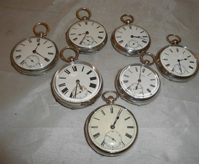 Lot 262 - Seven silver open faced pocket watches