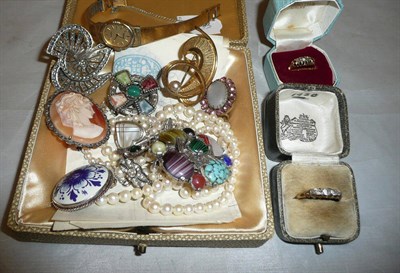 Lot 276 - Two diamond rings and a quantity of costume jewellery