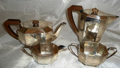 Lot 282 - A George VI silver four piece tea service by E Viners, Sheffield 1939, 55oz gross