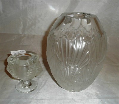 Lot 317 - A Lalique vase, boxed and a Lalique lion head small vase (2)