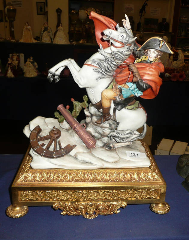 Lot 321 - Capodimonte figure group of Napoleon on horse back