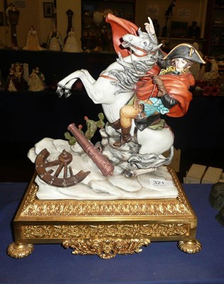 Lot 321 - Capodimonte figure group of Napoleon on horse back