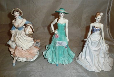 Lot 326 - Coalport china figure milkmaid and two Worcester figures 'Isabelle' and 'Serena'