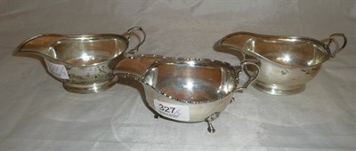 Lot 327 - A pair of silver sauce boats and another