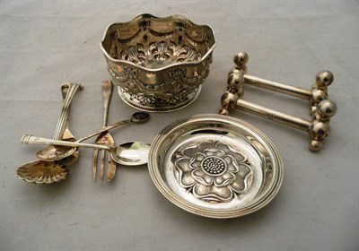 Lot 367 - A silver bowl, small silver dish, knife rests etc