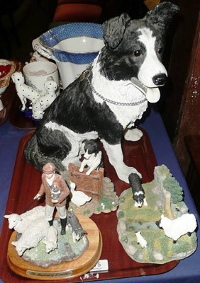 Lot 375 - A large Border Fine Art collie and three other smaller models