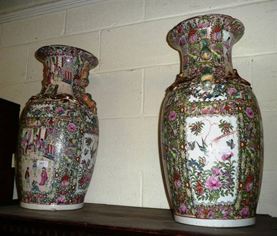 Lot 387 - A pair of modern Cantonese vases