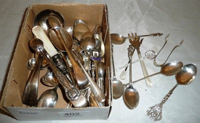 Lot 402 - A collection of assorted silver spoons etc