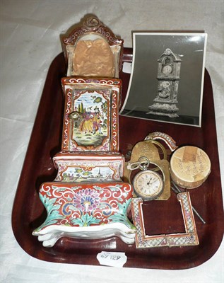 Lot 404 - A Samson Delft timepiece as a longcase clock and a later associated silver fob watch