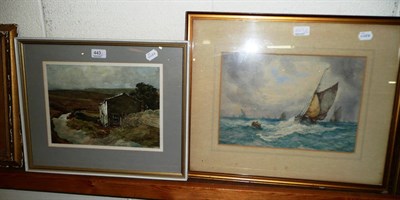 Lot 443 - Kenneth Joseph Pighills watercolour and a J Hill seascape watercolour (2)