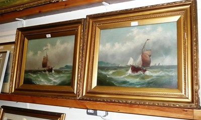 Lot 444 - Seascapes, a pair of oil paintings on canvas, signed Barnes