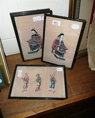 Lot 447 - Set of four Chinese pith paper paintings