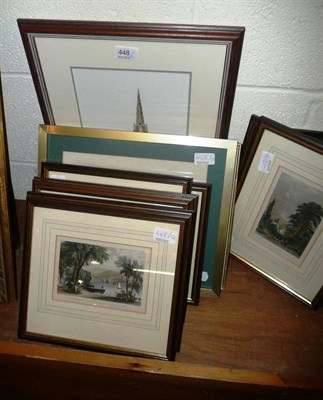 Lot 448 - Eight colour engravings, Chinese silk picture, Cunningham oil and two others (12)