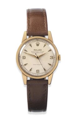 Lot 145 - A 9ct Gold Centre Seconds Wristwatch, signed Rolex, retailed by Bonner & Sons Colchester,...