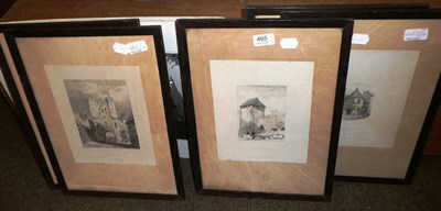 Lot 465 - Five framed black and white etchings and eight black and white photographs