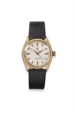 Lot 146 - A 14ct Gold Automatic Centre Seconds Wristwatch, signed Rolex, Oyster Perpetual, Officially...