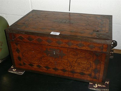 Lot 480 - A brass inlaid travelling case