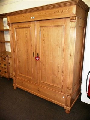 Lot 486 - Pine double door wardrobe