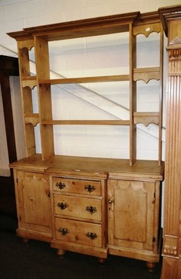 Lot 487 - 19th Century stripped pined breakfront dresser and wrack