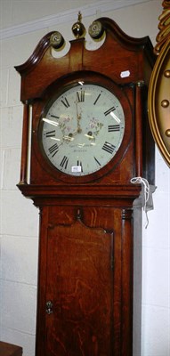 Lot 492 - Oak longcase clock with circular dial