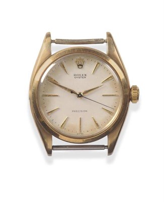 Lot 148 - A 9ct Gold Centre Seconds Wristwatch, signed Rolex, Oyster, Precision, ref: 6426/6427, 1959,...