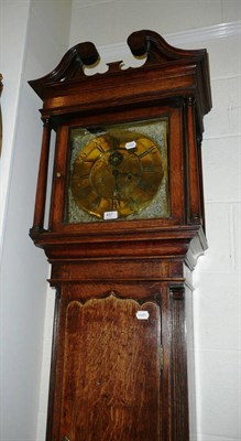 Lot 497 - Oak longcase clock