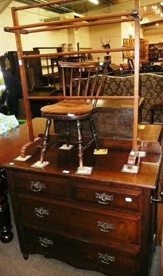 Lot 528 - A Victorian walnut dressing chest, mahogany towel rail and child's chair