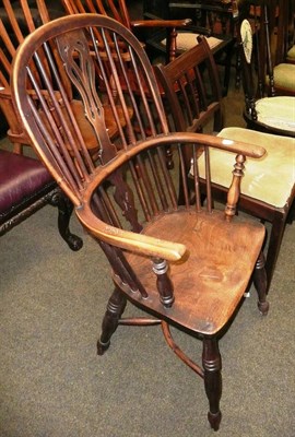 Lot 554 - Yew Windsor chair and Hepplewhite style dining chair