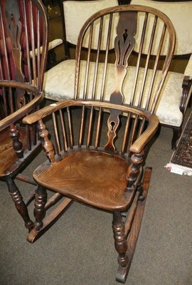 Lot 564 - An ash and elm Windsor chair on boat shaped rockers