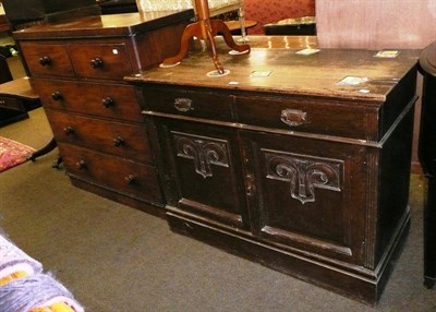 Lot 582 - An Arts & Crafts oak sideboard and a Victorian mahogany four height chest of drawers