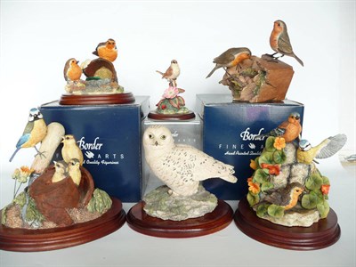 Lot 1011 - Border Fine Arts Birds 'After the Rain' robin, blue tit and chaffinch, model No. SOC5; 'Blue...