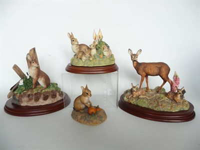 Lot 1012 - Border Fine Arts Roe Deer 'In a Sunny Glade', model No. BO255; Hare 'The Runner', model No....