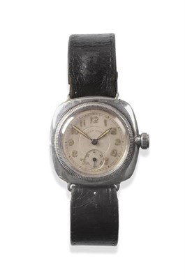 Lot 169 - A Silver Cushion Shaped Wristwatch, signed Rolex, Oyster, ref: 6380, circa 1930, 15-jewel lever...