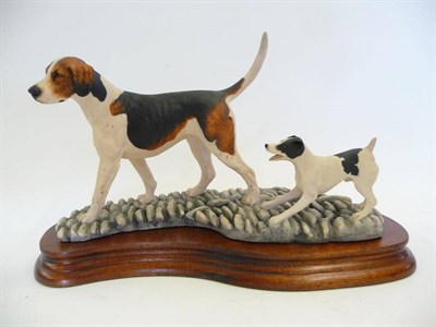 Lot 1031 - Border Fine Arts 'Old English Foxhound and Fox Terrier', model No. L91 by Mairi Laing Hunt,...