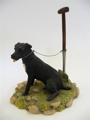 Lot 1033 - Border Fine Arts 'Lakeland Fell Terrier' seated with spade, model No. DM5 by Ray Ayres, dated...