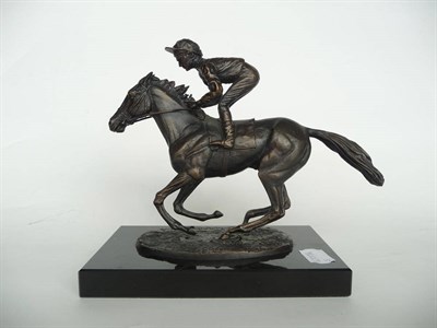 Lot 1035 - David Cornell (contemporary): 'Champion Finish', bronze study of Lester Piggott riding...