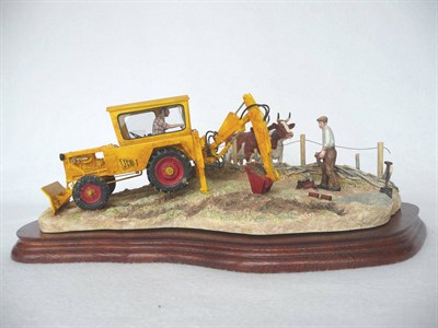 Lot 1037 - Border Fine Arts 'Laying the Clays' laying drains with JCB, Ayrshire cows, model No. BO535 by...