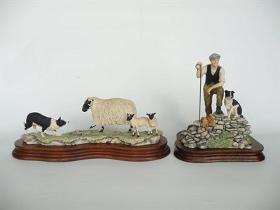 Lot 1038 - Two Border Fine Arts Groups 'Blackfaced Ewe and Border Collie', model No. 104 by Ray Ayres,...