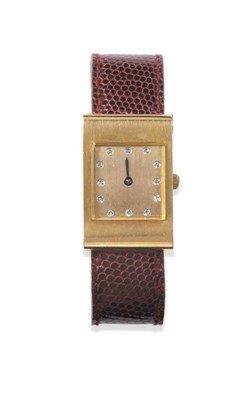 Lot 175 - An Art Deco Style 18ct Gold Rectangular Wristwatch, signed Boucheron, Paris, lever movement...