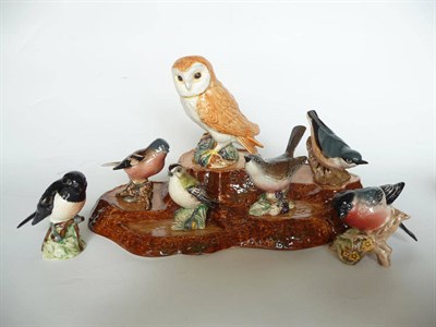 Lot 1082 - Beswick Barn Owl, model No. 2026; Chaffinch, 991; Bullfinch, 1042; Whitethroat, 2106;...